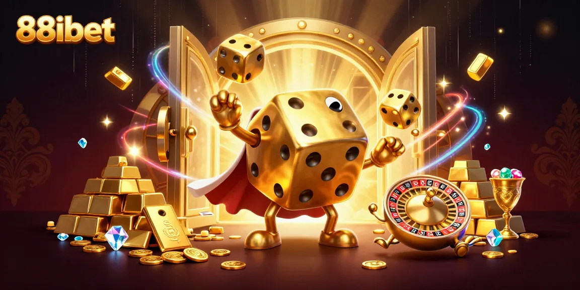 Experience thrilling gambling excitement with 88ibet's vibrant casino illustration featuring dynamic characters and golden treasures.