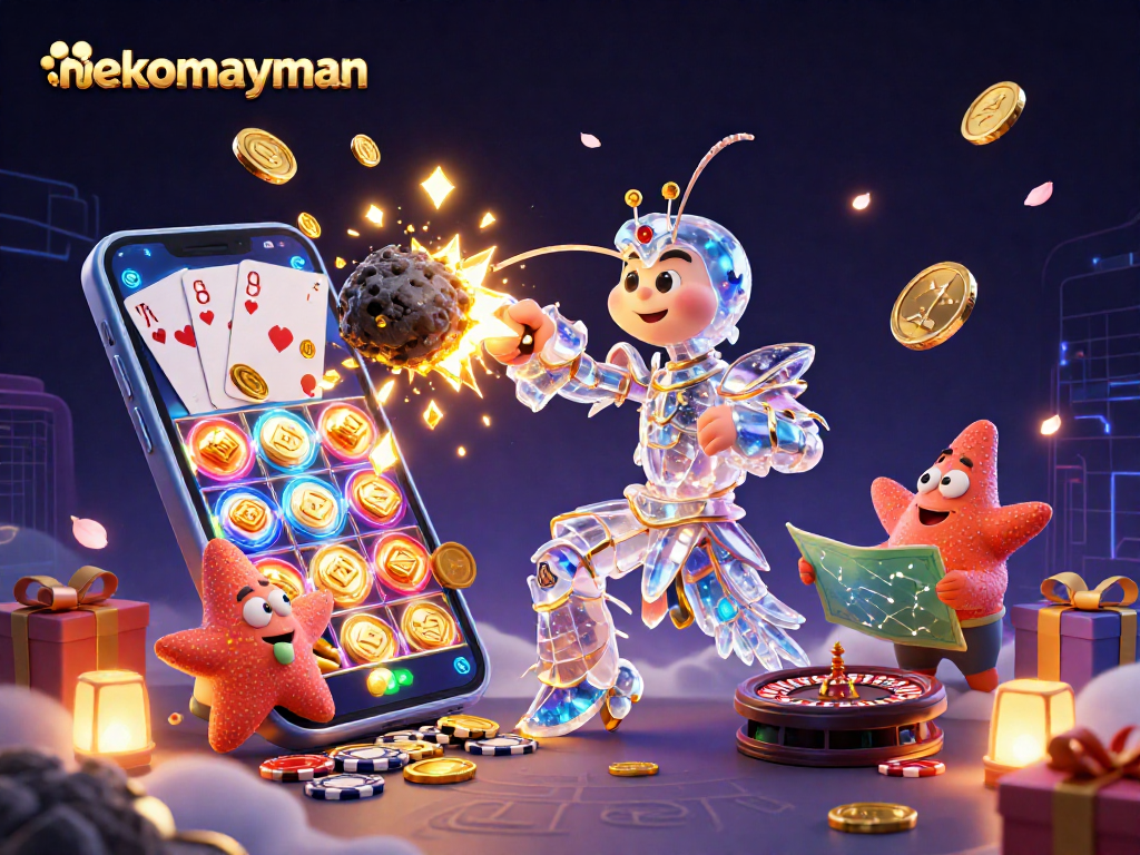 Punch through asteroids with nekomayman while exploring vibrant slot game features!