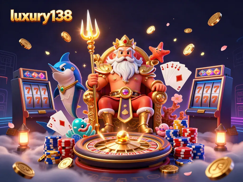 Experience the thrill of luxury138 gameplay in a vibrant casino scene filled with dynamic elements.