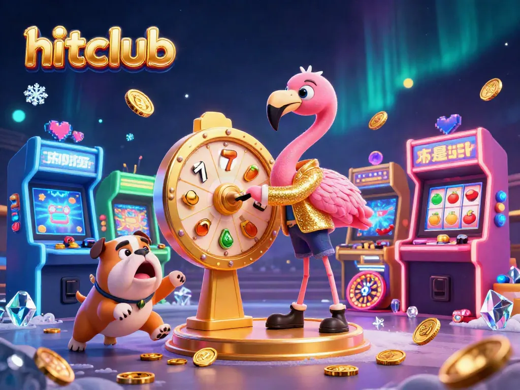 hitclub entertains players with vibrant casino-like fun featuring slot elements and a dynamic prize wheel.