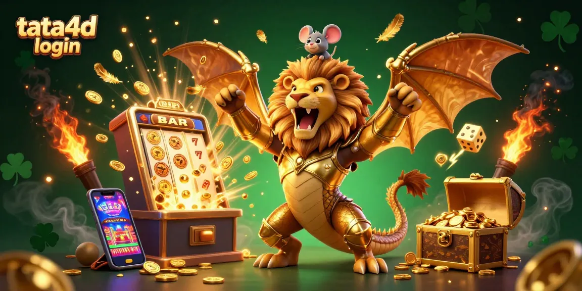Engage with thrilling slot games featuring the tata4d login, showcasing a vibrant jackpot scene with dynamic characters.