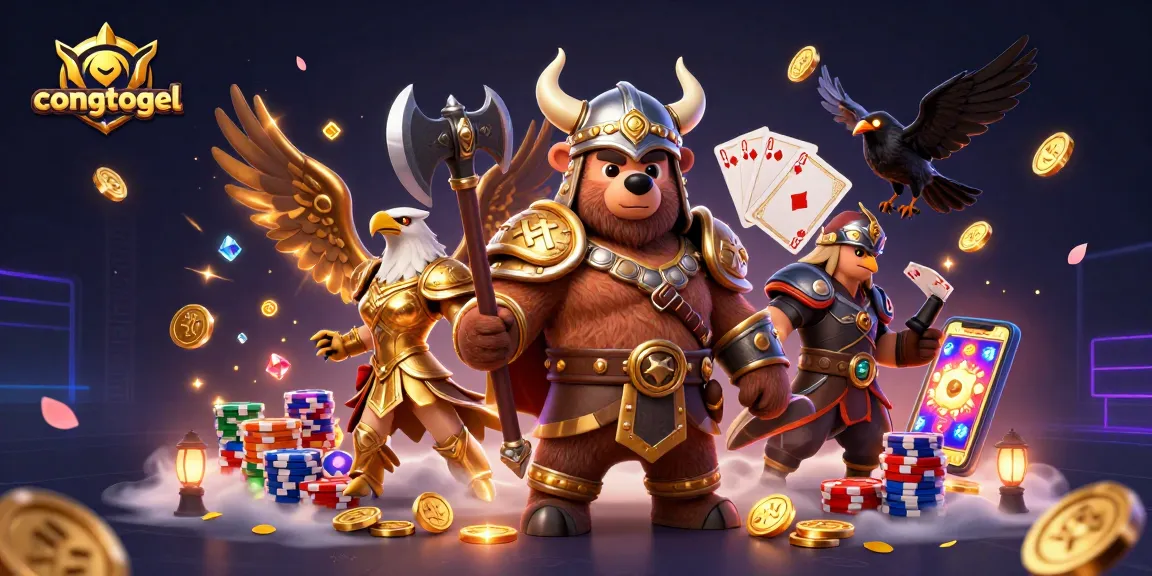 Experience congtogel excitement with our vibrant casino illustration featuring dynamic characters and dazzling game elements.