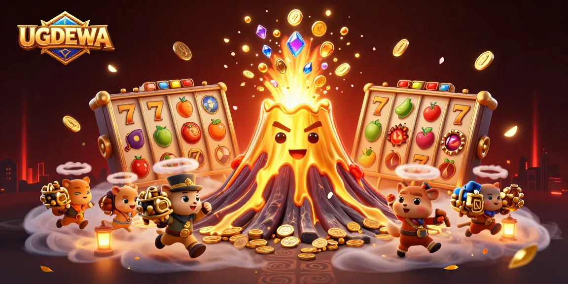 Experience thrilling gameplay at UGDEWA with a vibrant scene of winning slots and treasures.