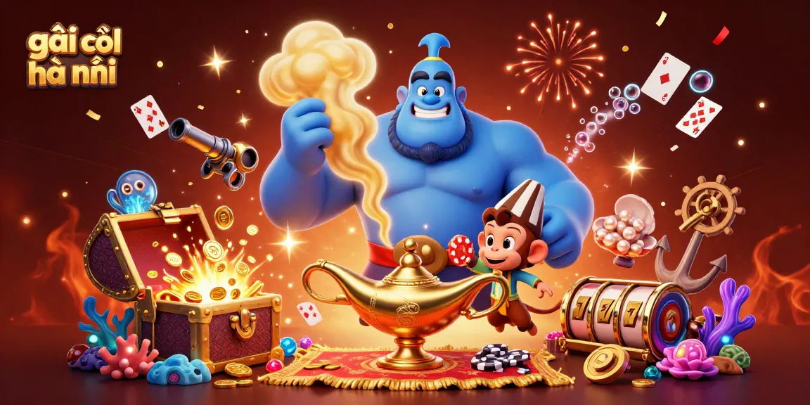 Engage with gái gọi hà nội in this vibrant casino world, featuring a genie and playful elements.