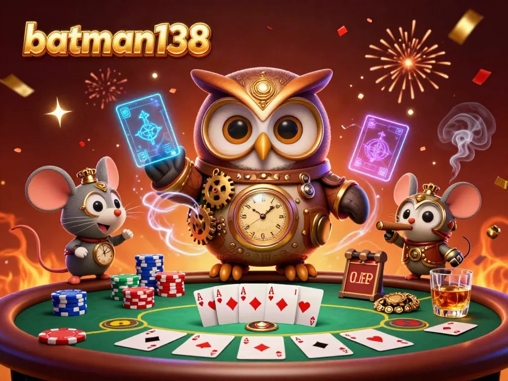 Experience thrilling gameplay at batman138 with a unique casino scene featuring vibrant characters and festive elements.