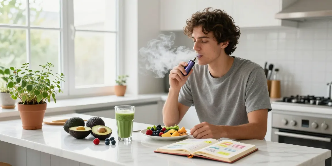 Experience the benefits of sg vape delivery with a wellness-focused morning routine featuring organic ingredients and a stylish vape device.