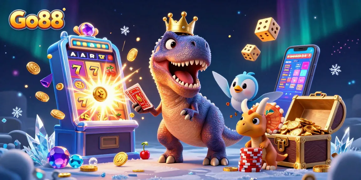 Experience the thrill of Go88 with vibrant characters and exciting casino elements in a dynamic scene.