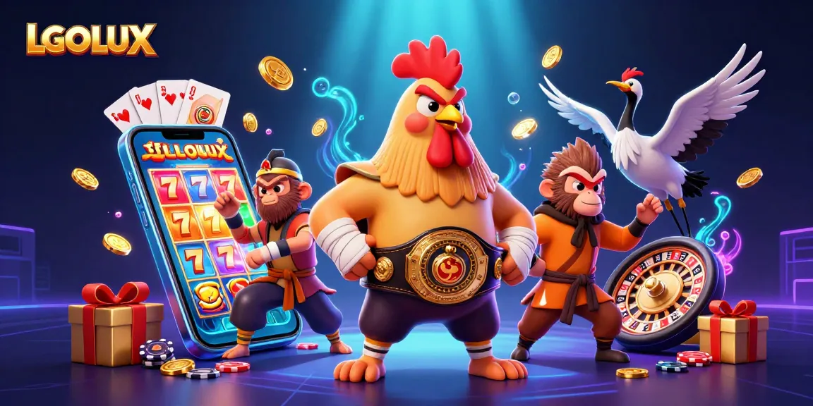 LGOLUX transforms gambling with vibrant 3D illustration of casino characters and action.