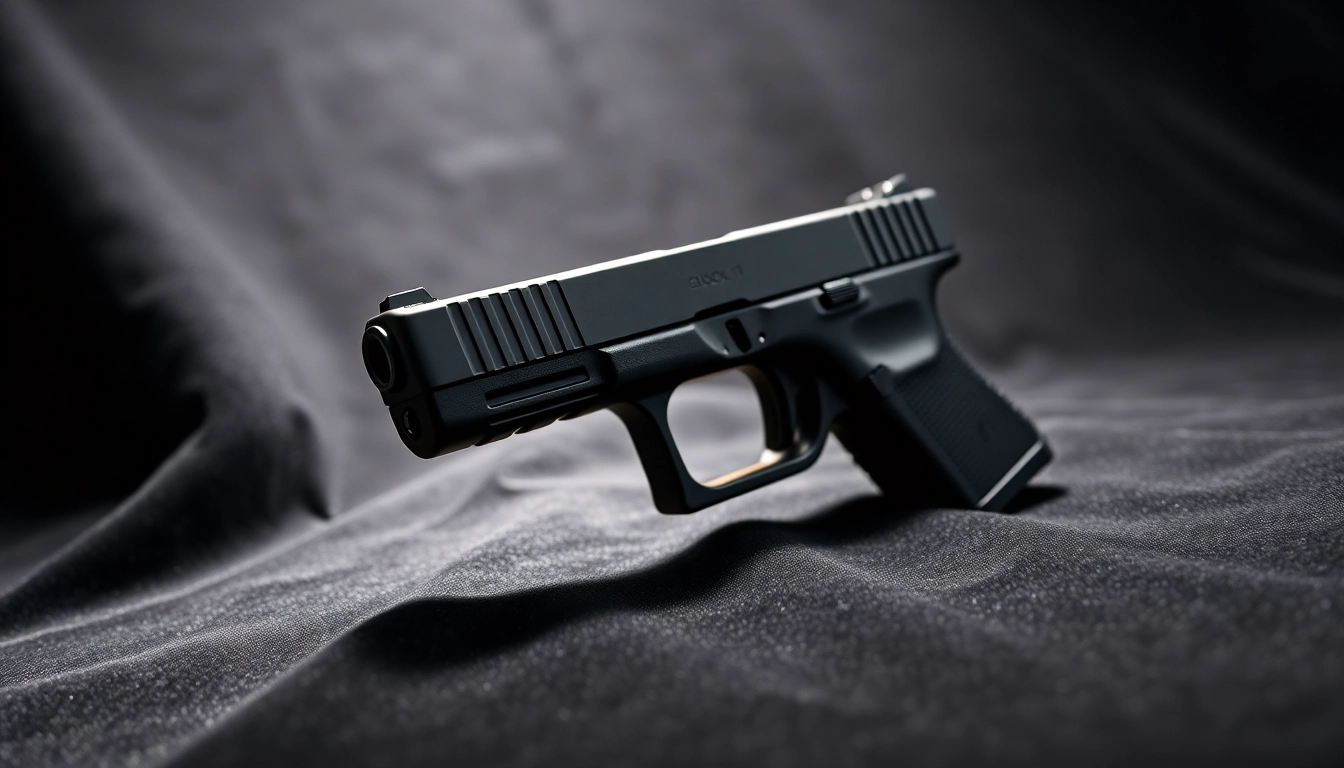 Showcasing glock 17 slide oem against a stylish black backdrop highlighting its sleek design.