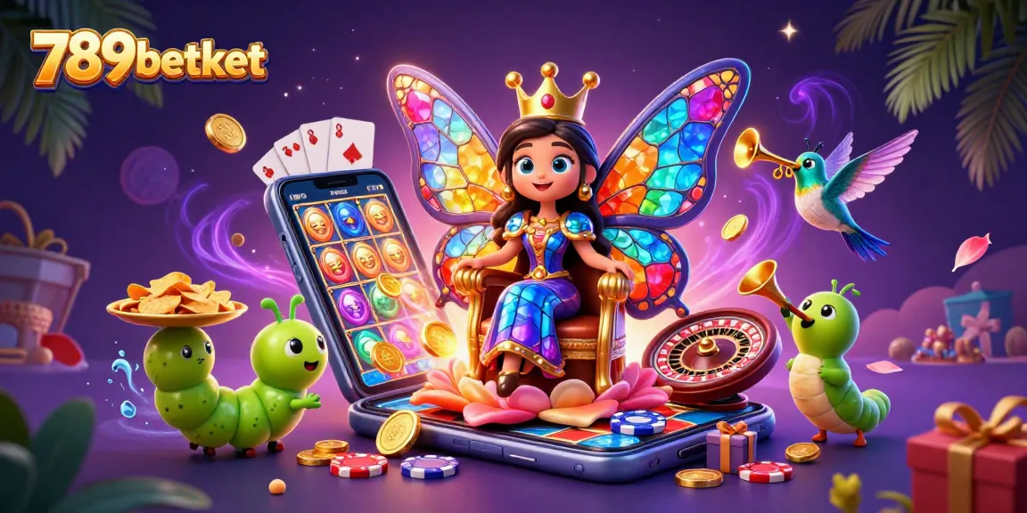 Spin to win with 789betket as the butterfly queen reigns over a vibrant slot game world.