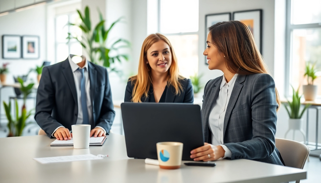 Engaging in B2B mystery shopping interaction in a professional office setting highlighting valuable market insights.
