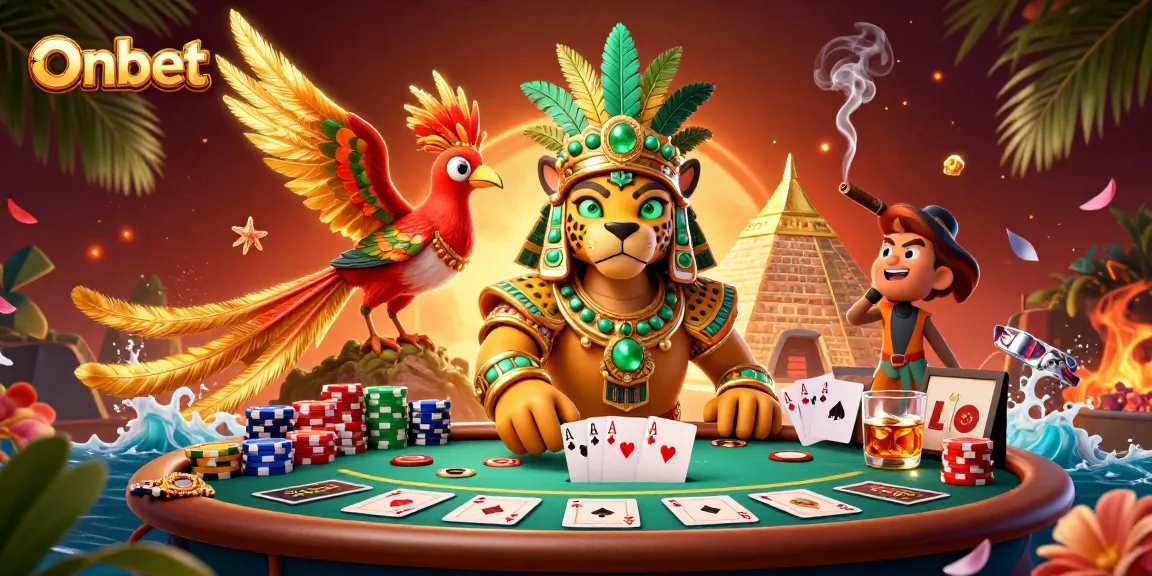 Experience thrilling gaming moments with Onbet at this vibrant 3D illustration showcasing poker excitement.