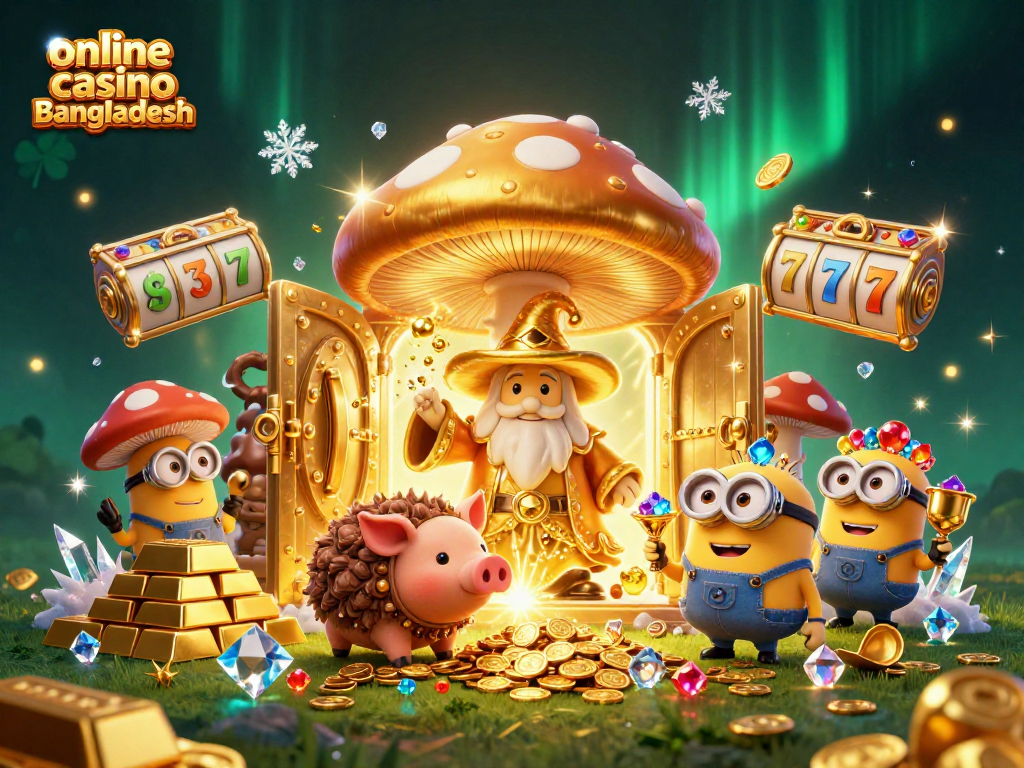 Experience the excitement of online casino Bangladesh with a golden wizard and treasures abound!