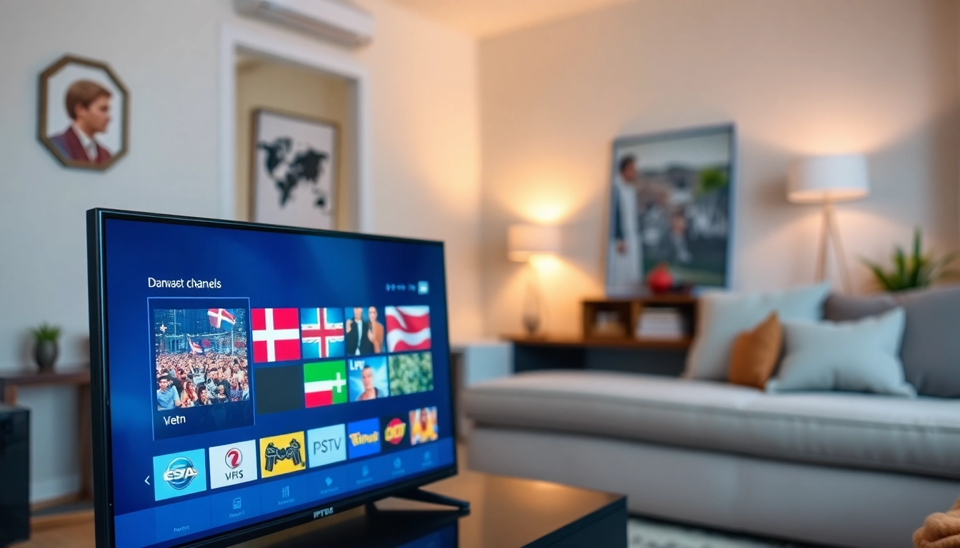 Enjoying IPTV Denmark streams in a cozy living room with vibrant channels on a high-resolution screen.