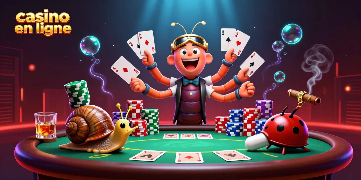 Jouer aux cartes dans un casino en ligne avec un croupier mille-pattes, une ambiance captivante.
