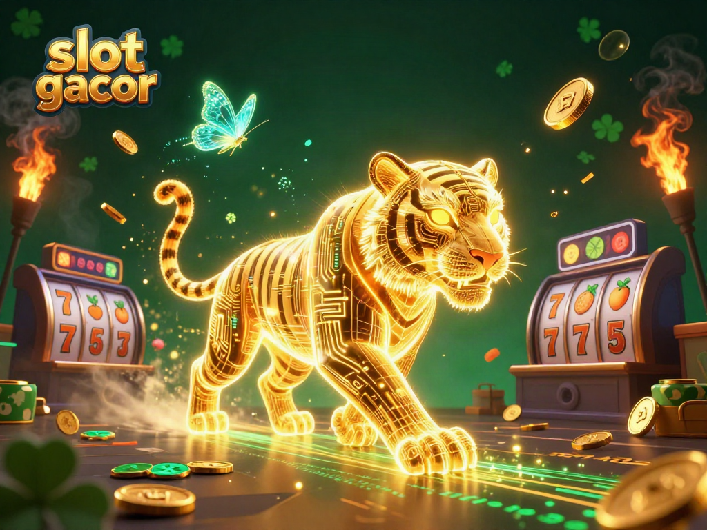 Experience the thrill of slot gacor with neon characters and vibrant casino elements.