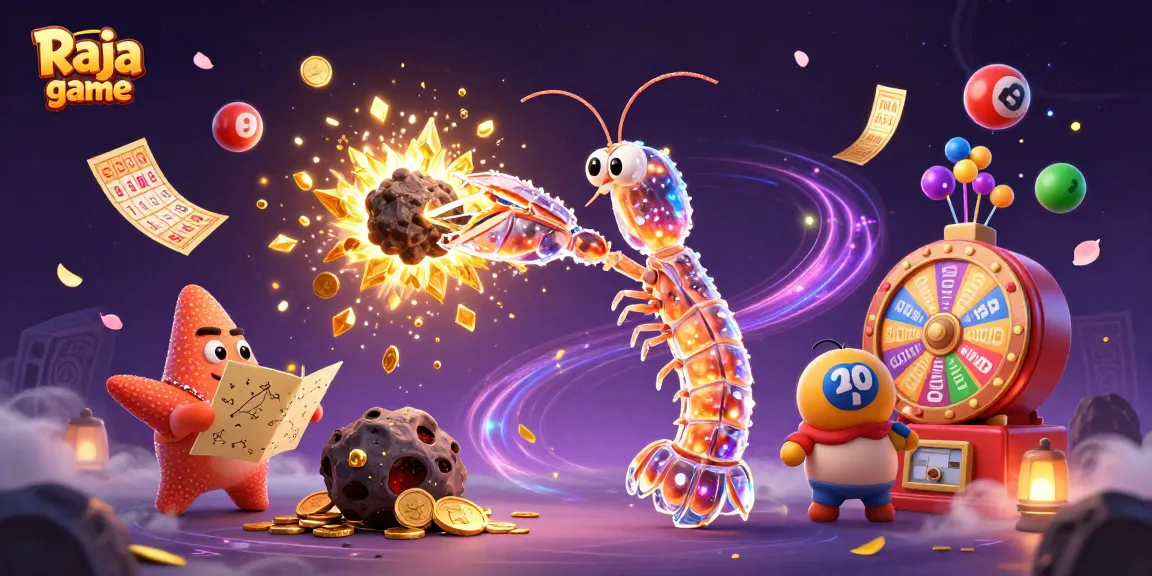 Raja game features vibrant lottery action with colorful balls, prizes, and dynamic gaming energy.