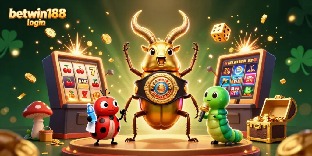 Gambarkan pengalaman login betwin188 yang seru dengan karakter 3D menarik dan elemen kasino menggiurkan.