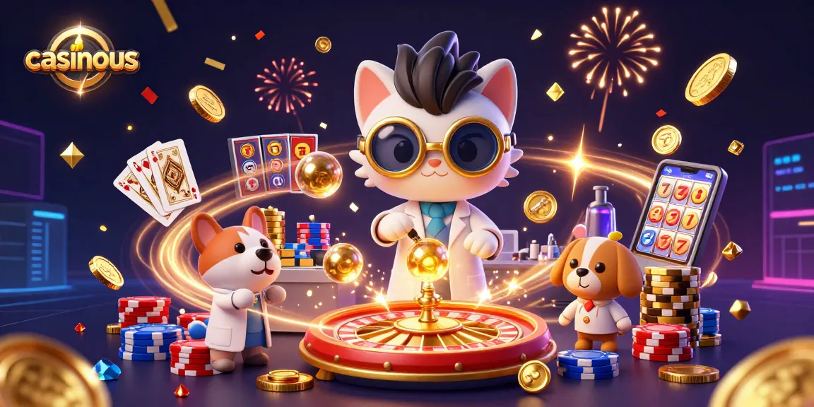 Experience thrilling action at casinous with golden coins and casino elements in a vibrant 3D illustration.