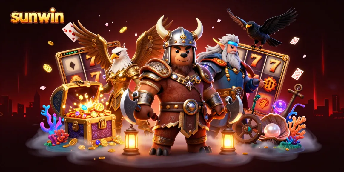 Engage with sunwin's immersive casino experience featuring a Viking bear and heroic eagle.