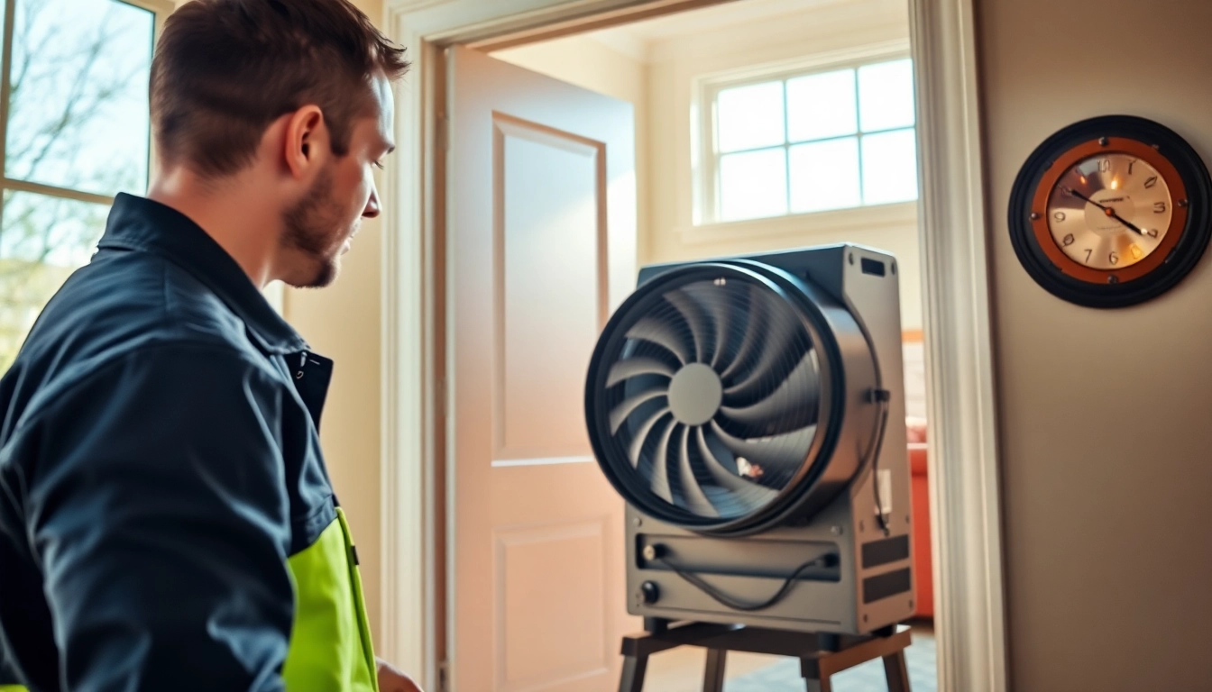 Technician performing a blower door test to assess a home's airtightness accurately.