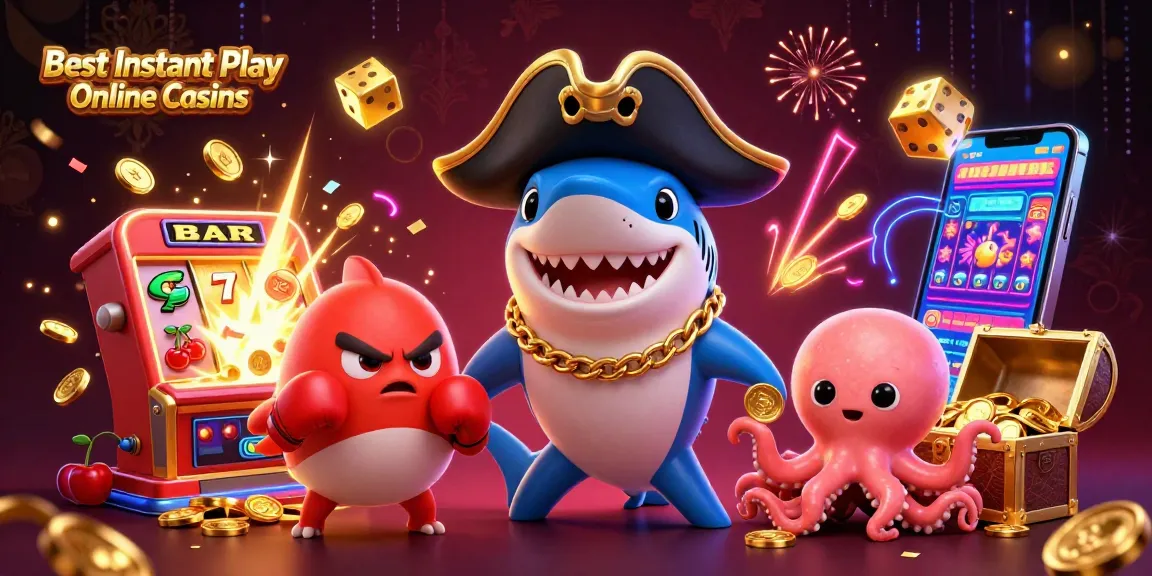Experience thrilling games at Best Instant Play Online Casinos featuring vibrant characters and dynamic casino elements.
