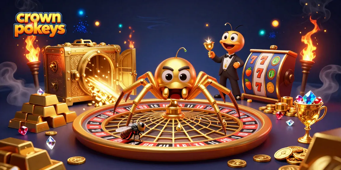 Spin crown pokies for epic wins with vibrant graphics and thrilling gameplay in 3D illustration.