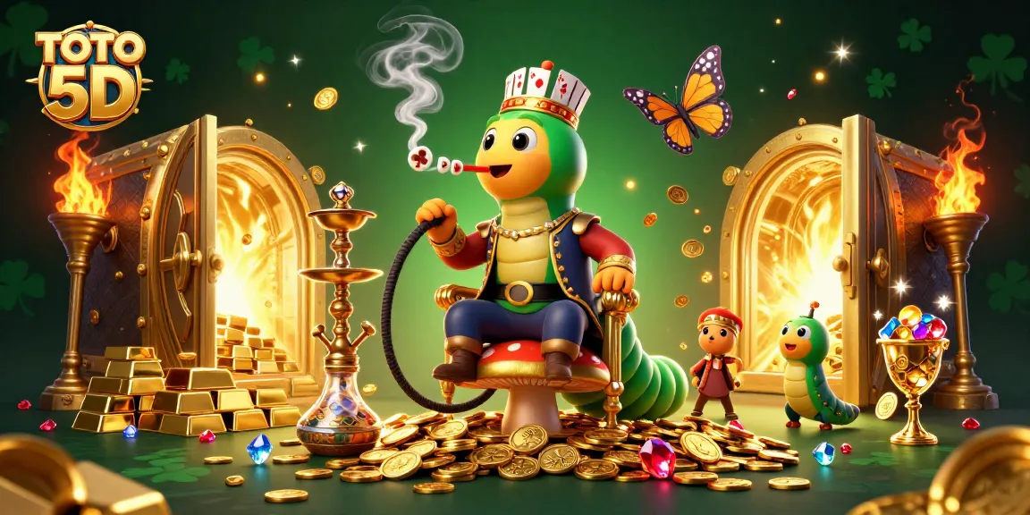 Engage in TOTO 5D excitement with a colorful 3D casino illustration featuring vivid gaming elements and enchanting characters.