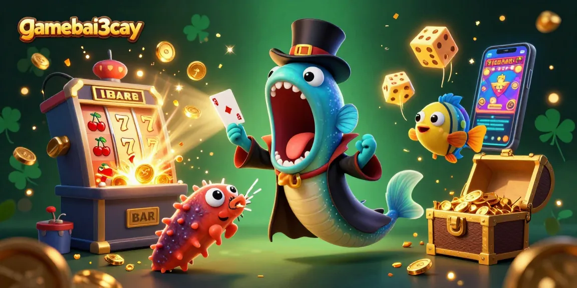 Win big with gamebai3cay's thrilling card tricks and bursting jackpots in this vibrant casino scene.