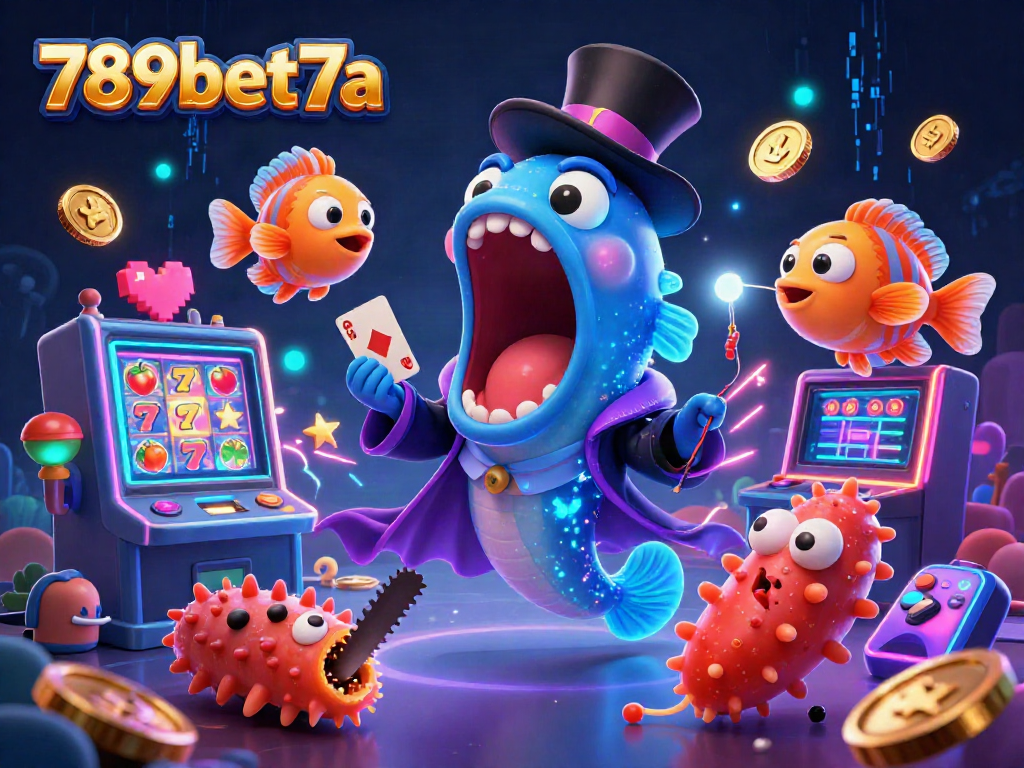 Experience thrilling card tricks with 789bet7a's enchanting aquatic characters in a vibrant casino scene.