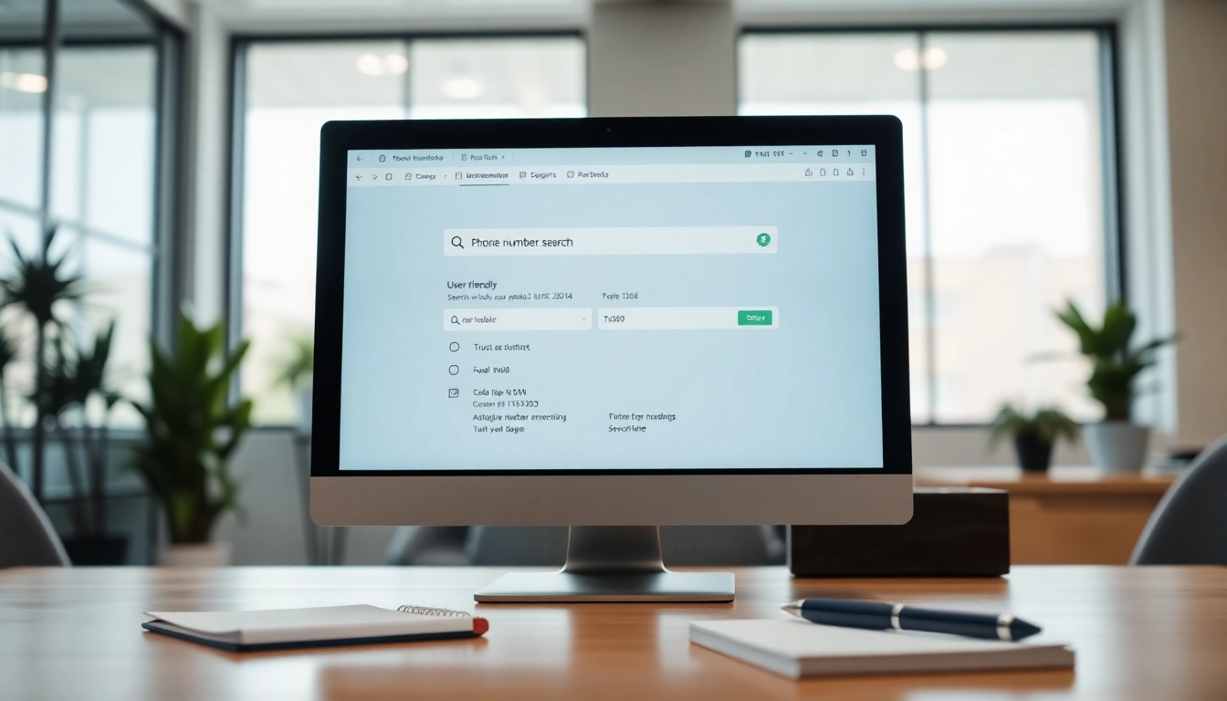 Engage in a phone number search UK using a detailed digital interface showcasing results.