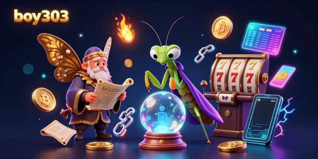 Engage with the mystical vibe of boy303 slot machines and bonuses in this artistic casino scene.