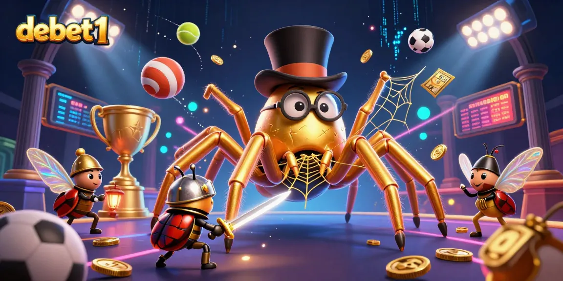 Experience debet1's thrilling gameplay with a dynamic scene featuring action-packed characters and vibrant casino elements.