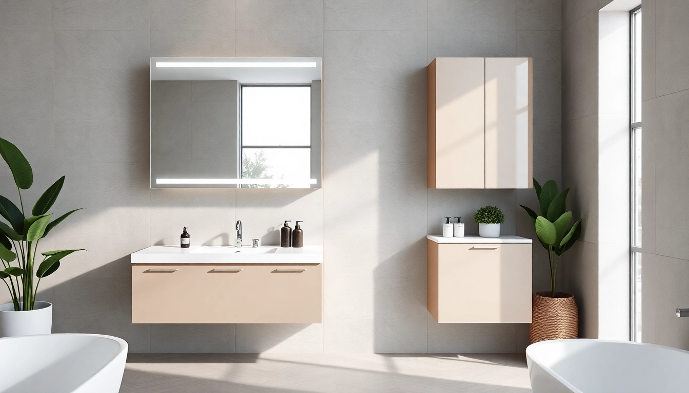 Spiegelschrank Bad in einem modernen Badezimmer mit eleganten Designelementen.