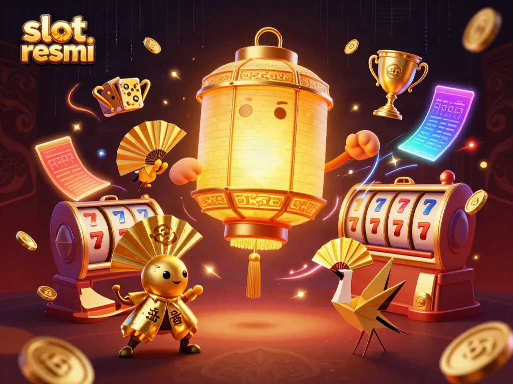 Engage with 'slot resmi' in a vibrant casino atmosphere filled with dynamic gaming elements.