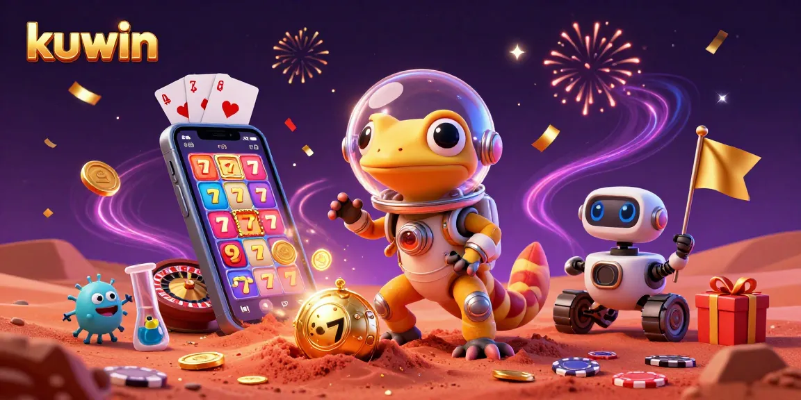 Kuwin's Martian casino adventure showcases winning slots and festive celebrations.