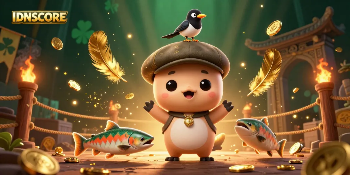 Experience the thrilling IDNSCORE gambling scene with vibrant characters and dynamic game elements.