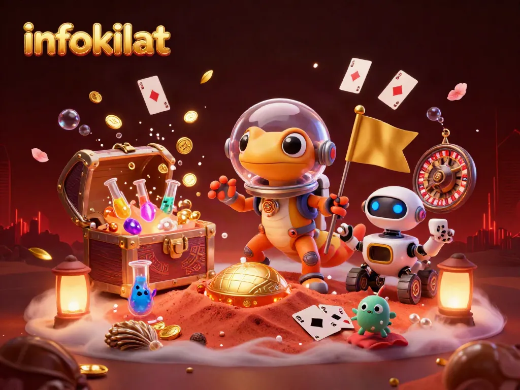 Experience the thrill of infokilat's exciting gambling universe with a Martian gecko and golden casino discovery.