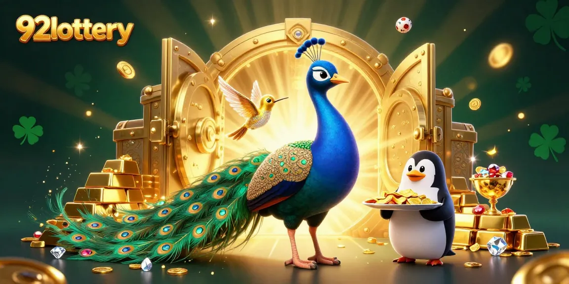Engage in 92lottery with dynamic characters amid treasures, showcasing excitement and luck in gaming.