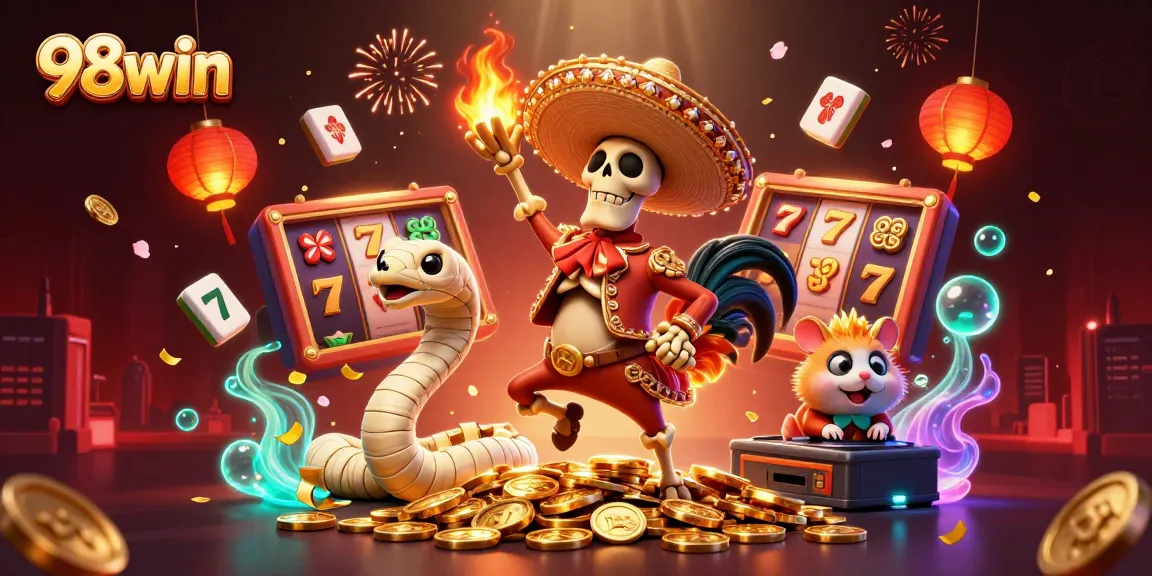Engage with exciting 98win casino fun featuring vibrant characters and betting elements in a thrilling scene.
