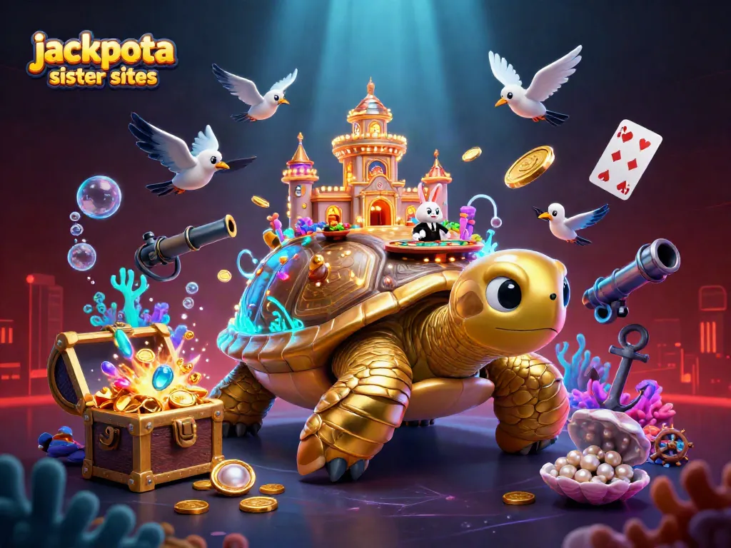 Explore thrilling adventures at jackpota sister sites with vibrant casino characters and golden treasures.