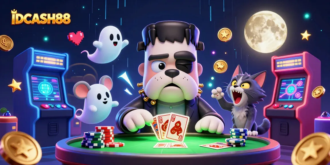 Experience thrilling gameplay at IDCASH88 with a spooky card game scene featuring dynamic casino elements.