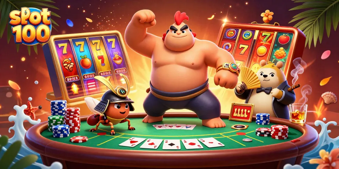 Experience the thrill of slot bet 100 with vibrant gaming action and dynamic characters in a colorful scene.