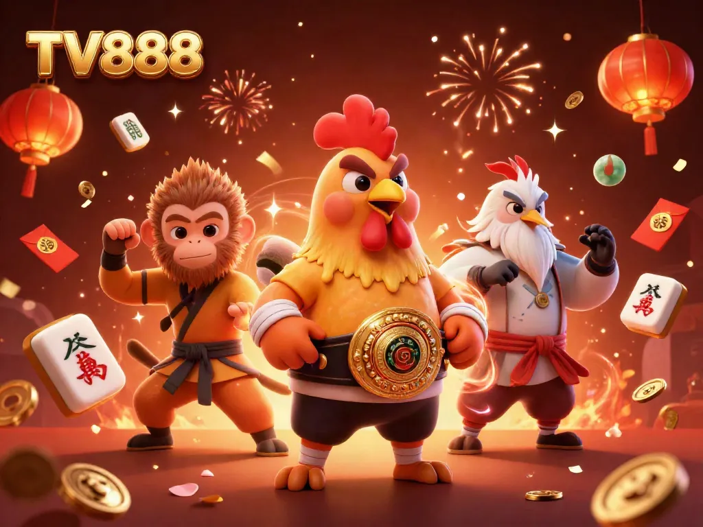 Experience thrilling winnings with TV888 in this vibrant casino showdown illustration.