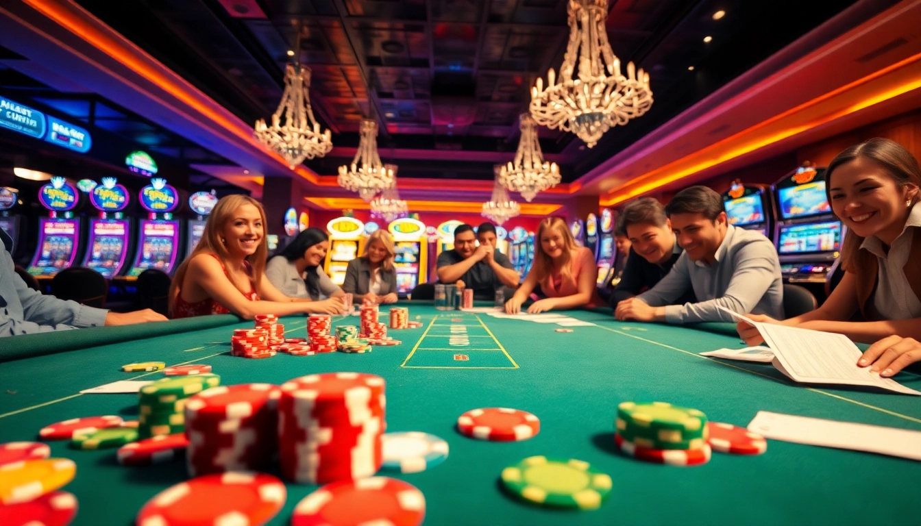 Menang besar di Slot Depo 5000 dengan suasana kasino yang meriah dan penuh semangat.