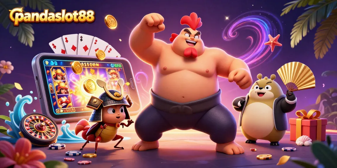 PandSlot88 menghadirkan atmosfer kasino dengan karakter sumo, cricket berperang, dan elemen permainan menarik.