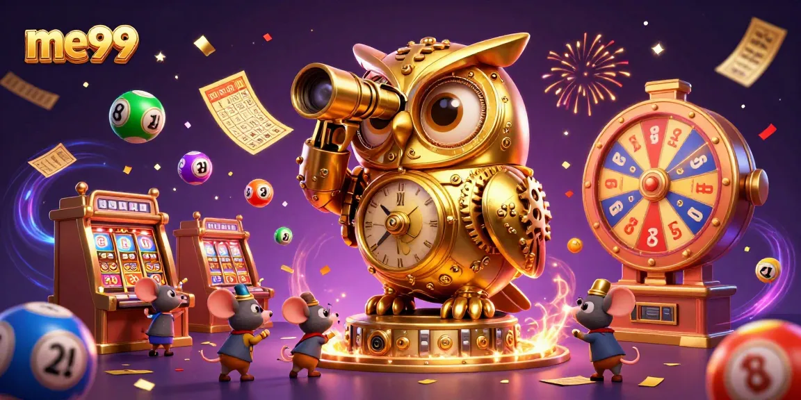 Discover the excitement of me99 with vibrant 3D casino illustration showcasing games and promotions.