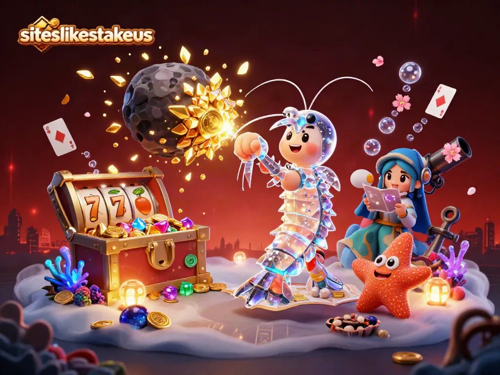 Engage with siteslikestakeus in an exciting sweepstakes casino adventure, featuring vibrant characters and dynamic gameplay.