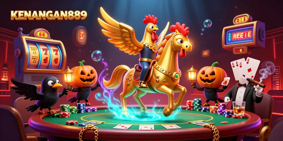 Experience thrilling slots with KENANGAN889 in a vibrant casino scene full of action.