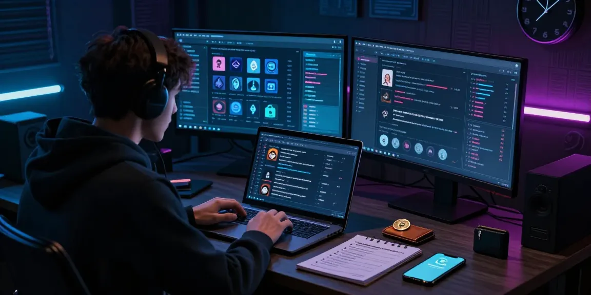 Exploring Best Darknet Markets 2026 on a laptop in a cyberpunk setting.